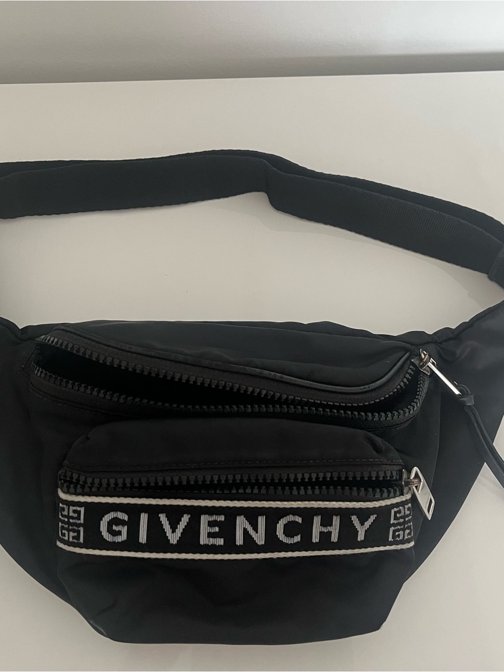 Givenchy LOGO Black Nylon Waist Bag